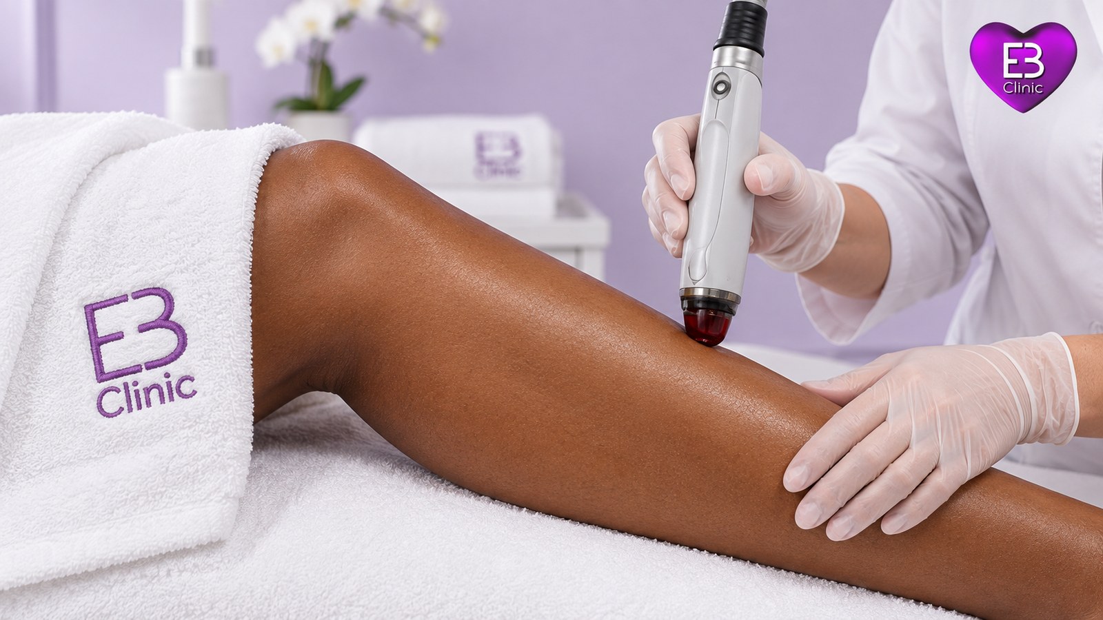 Mujer madura relajada recibiendo tratamiento de radiofrecuencia facial en Eternal Beauty Clinic