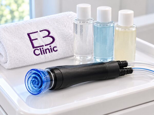 Escena ilustrativa: pieza de mano y sérums de Hydrafacial en Eternal Beauty Clinic