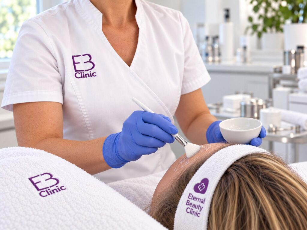 Escena ilustrativa: aplicación de peeling médico facial en Eternal Beauty Clinic